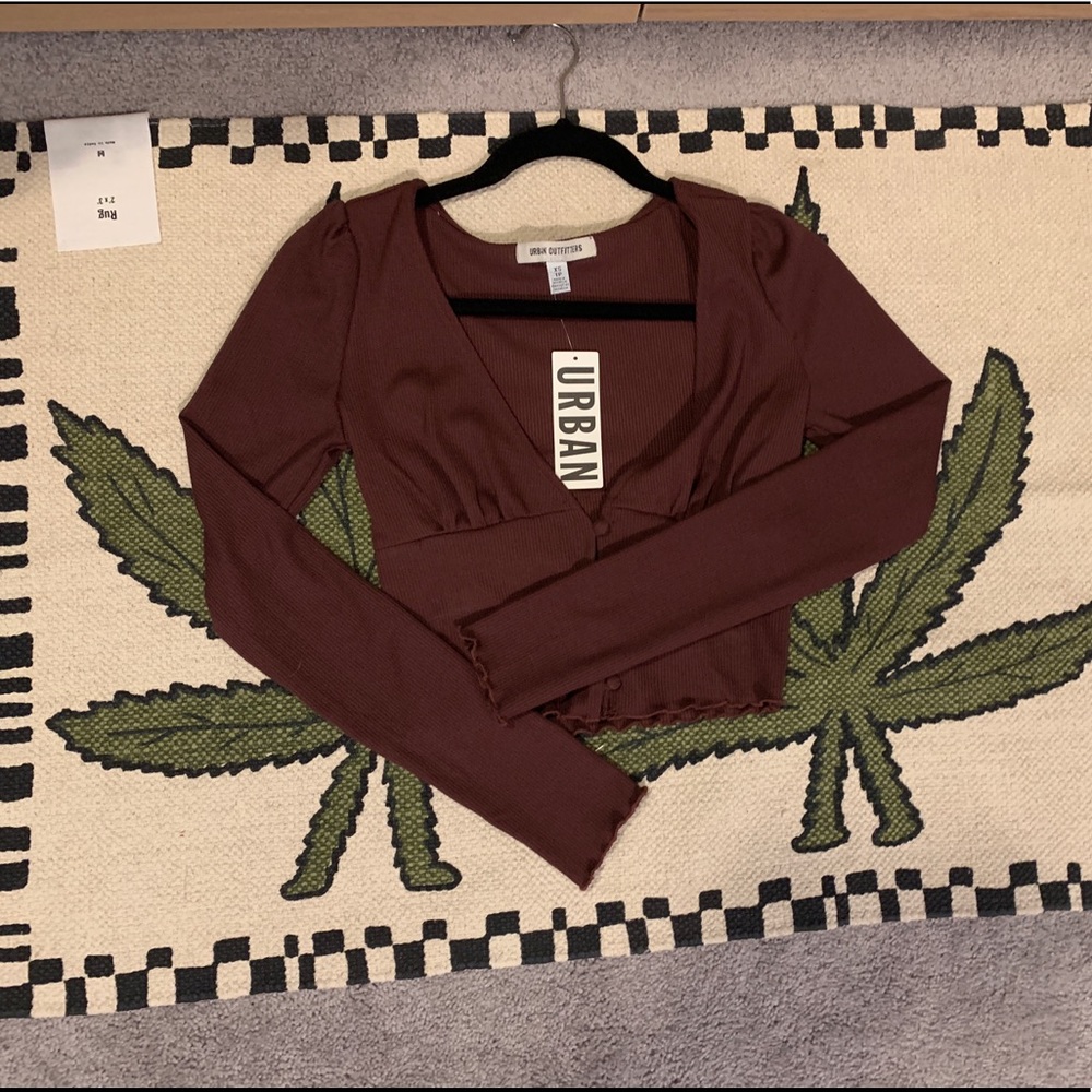 UO Ruby Button-Up Cropped Top